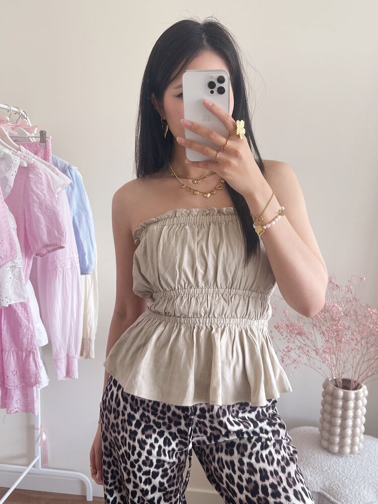 Cailyn Linen Tube Top / Taupe