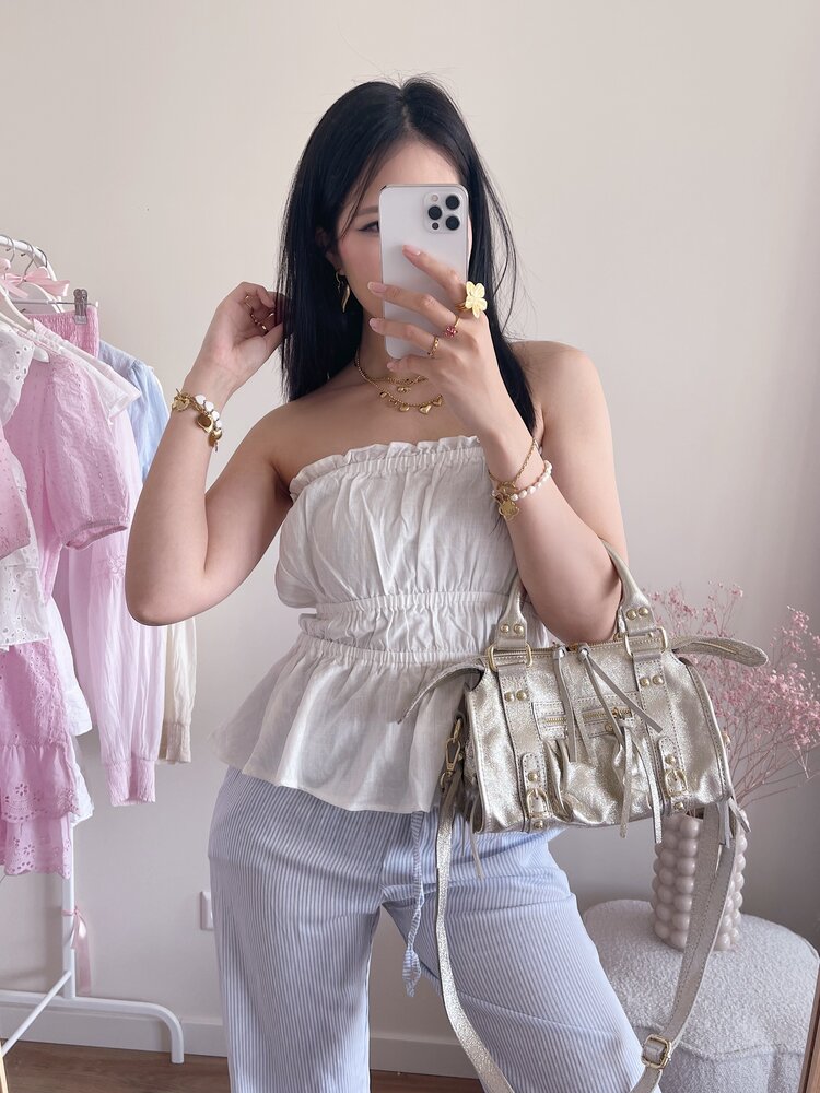 Cailyn Linen Tube Top / White