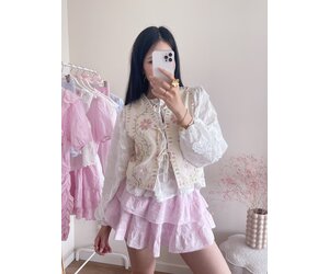 ブラウス シャツ Flower embroidery mesh vest レディース ONCILY シャツ FLOWER CODE EMBROIDERY MESH SHIRT / フラワー