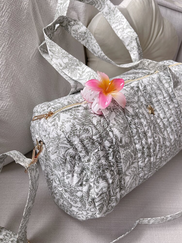 Jenny Flower Travel Bag / Green & White