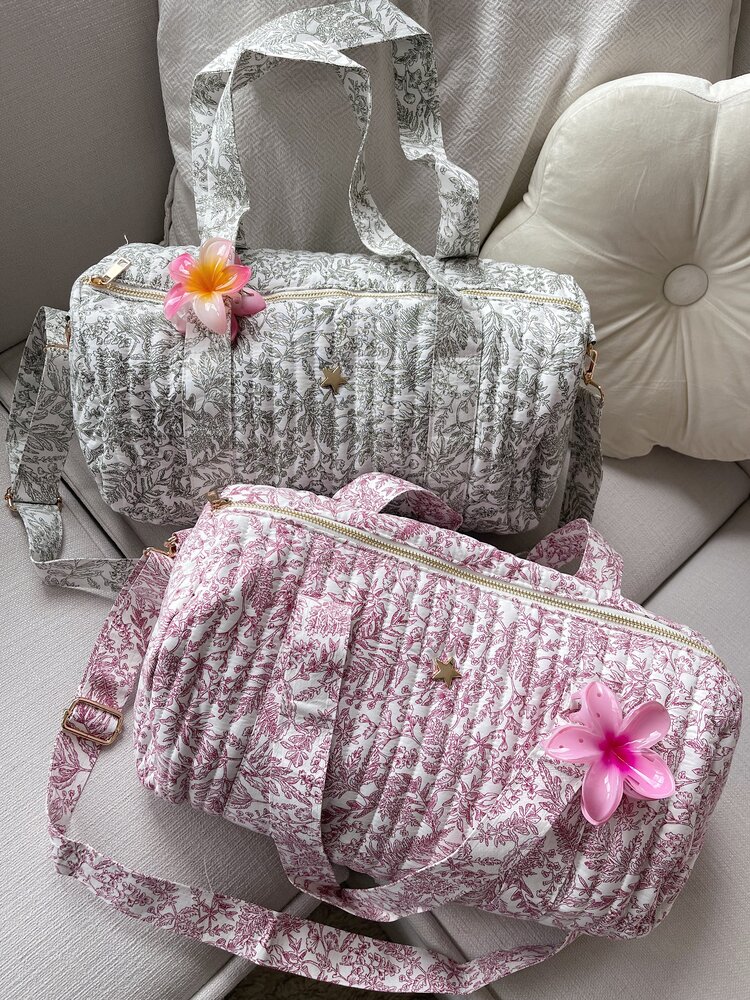 Jenny Flower Travel Bag / Green & White