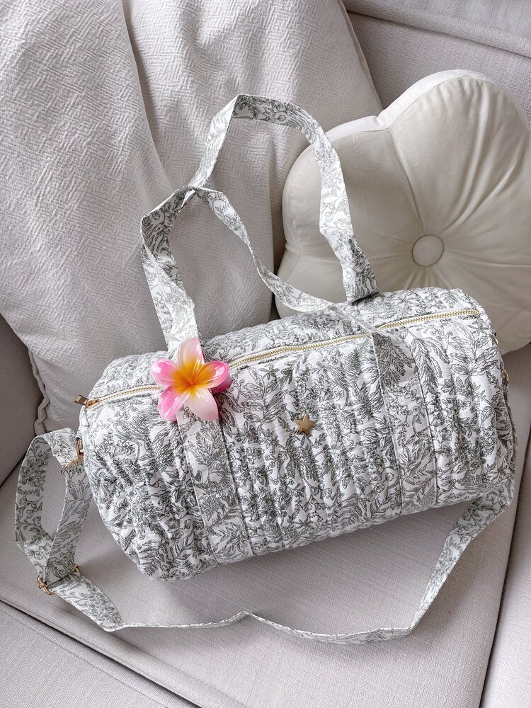 Jenny Flower Travel Bag / Green & White