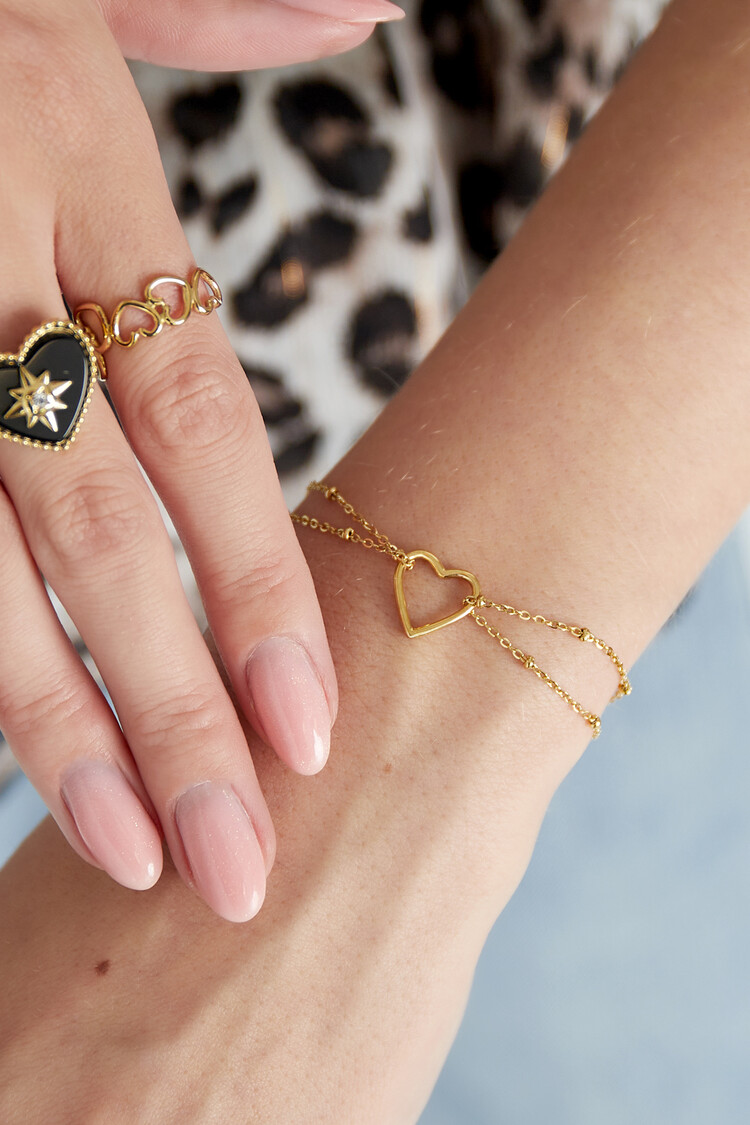 Gold Heart Double Dots Bracelet