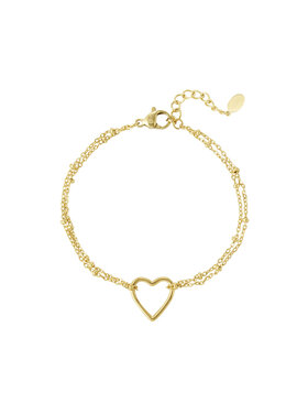 Gold Heart Double Dots Bracelet