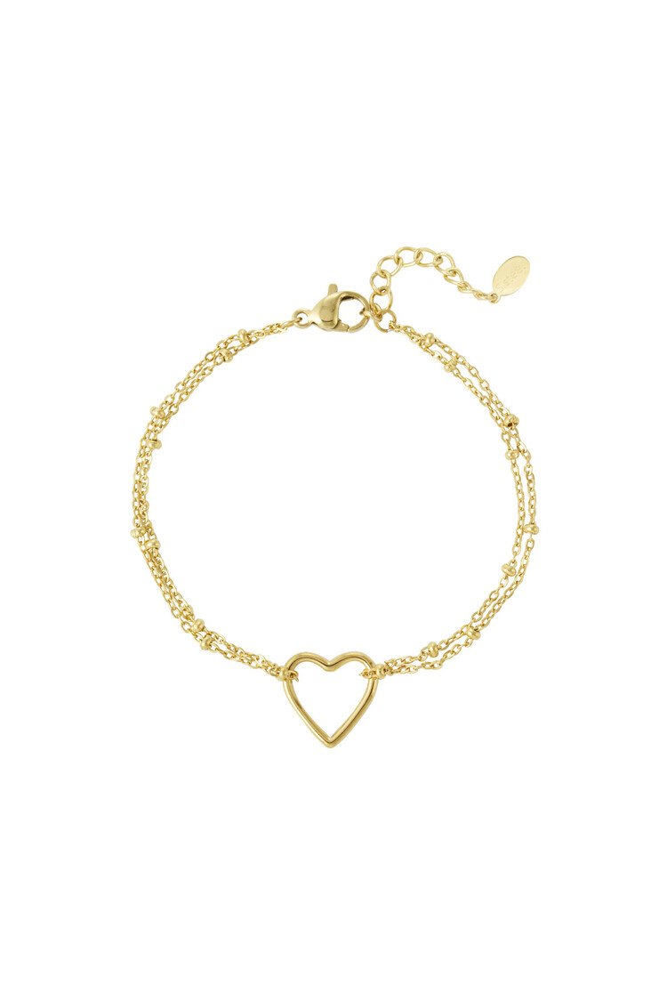 Gold Heart Double Dots Bracelet