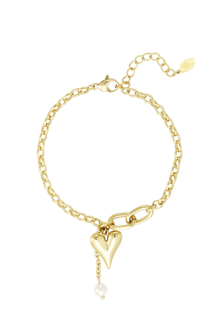Gold Adorable Heart Pearl Bracelet