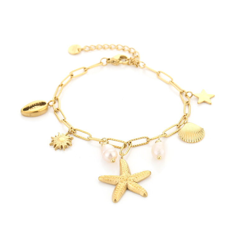 Gold Ocean Mixed Charms Bracelet