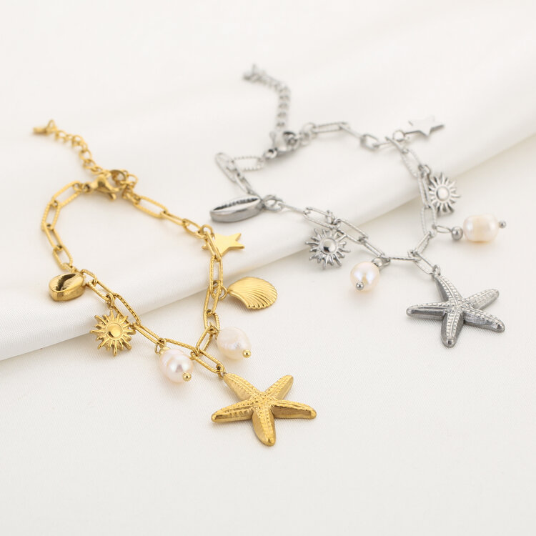Gold Ocean Mixed Charms Bracelet