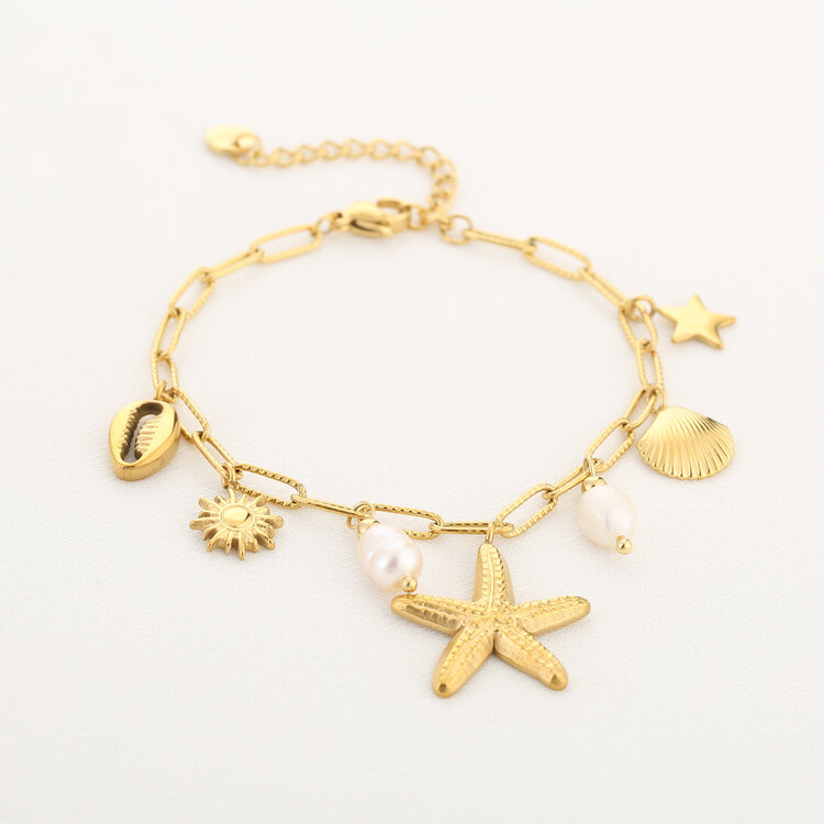 Gold Ocean Mixed Charms Bracelet