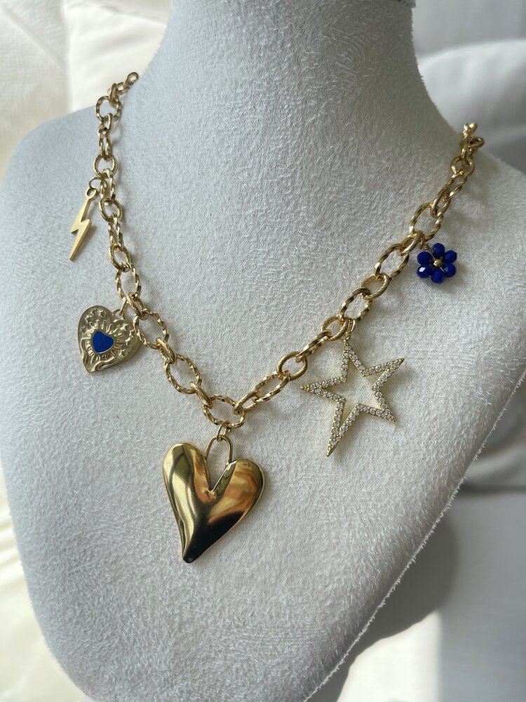 Gold 5 Mixed Charms Necklace / Type A3