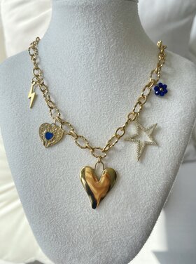 Gold 5 Mixed Charms Necklace / Type A3