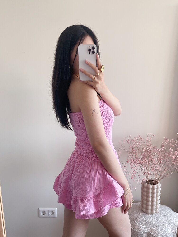 Elara Ruffle Tube Dress / Pink