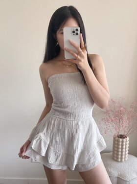 Elara Ruffle Tube Dress / Beige