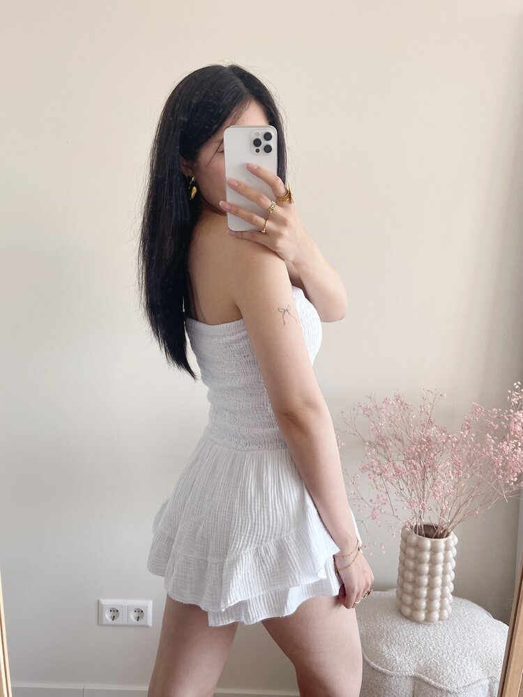 Elara Ruffle Tube Dress / White