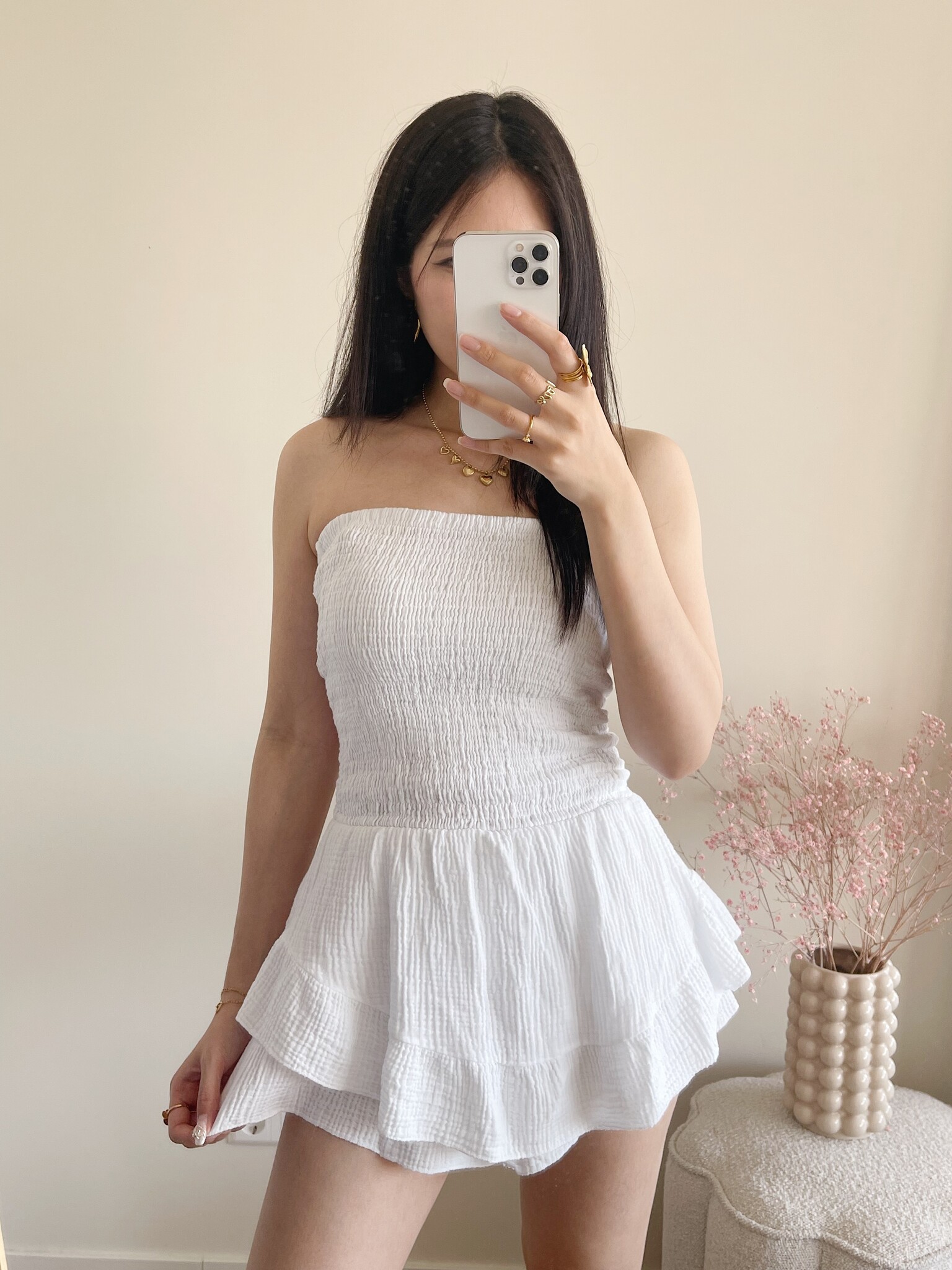 Elara Ruffle Tube Dress White Hello My Love