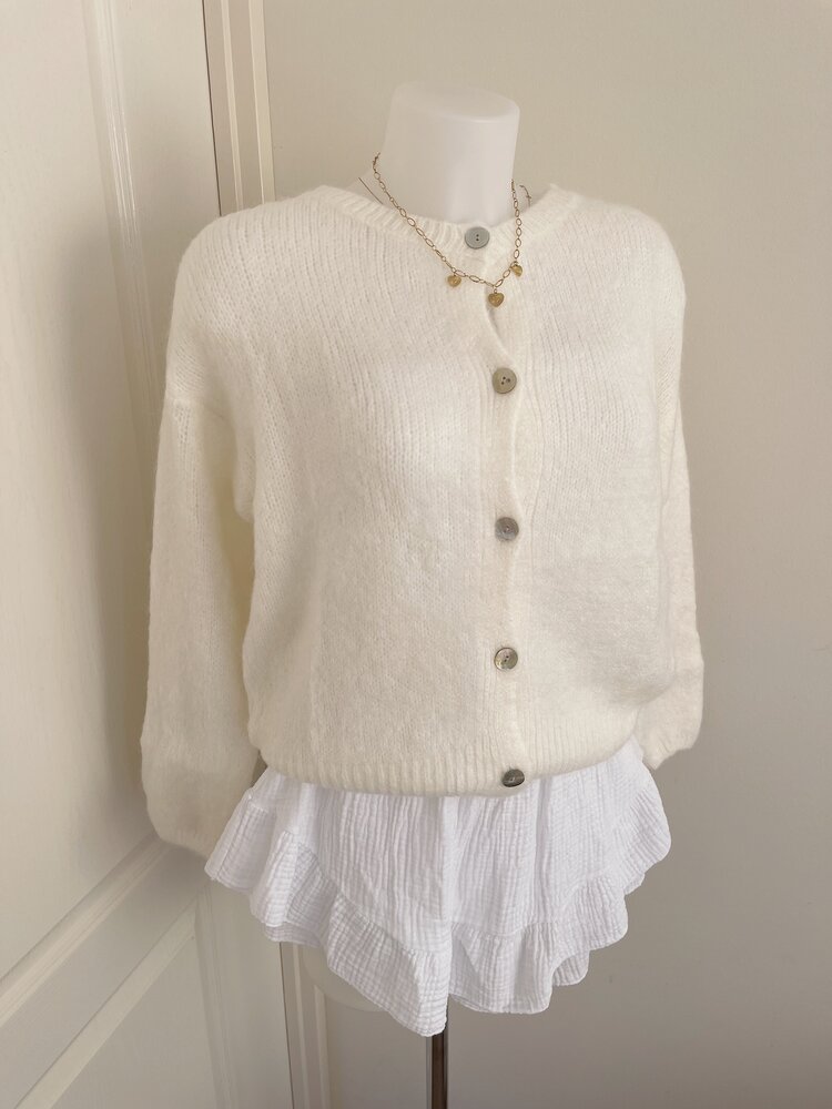 Lydia Fluffy Knit Cardigan / Cream