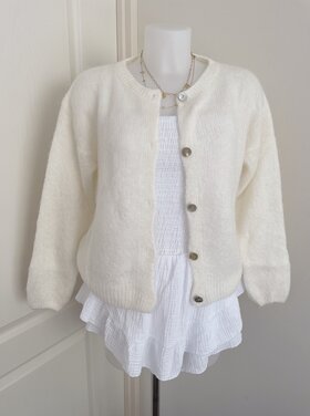 Lydia Fluffy Knit Cardigan / Cream