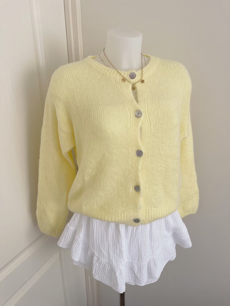 Lydia Fluffy Knit Cardigan / Yellow