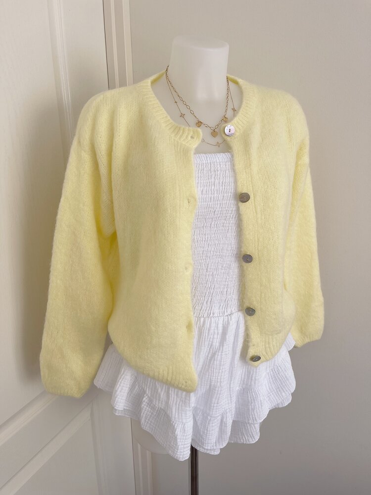 Lydia Fluffy Knit Cardigan / Yellow