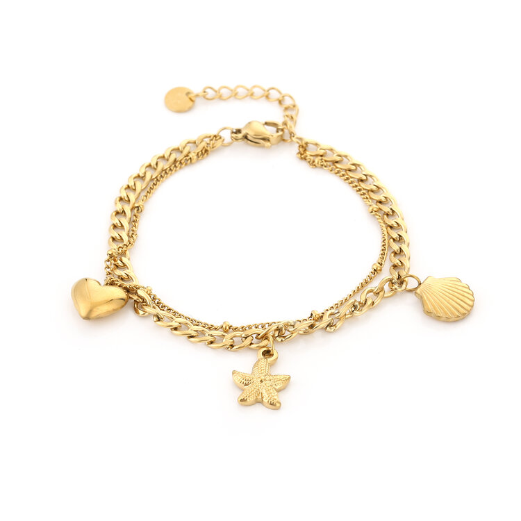 Gold Into The Sea Charms Bracelet