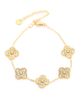 Gold Shiny Clover Charms Bracelet