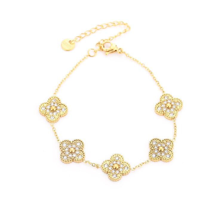 Gold Shiny Clover Charms Bracelet