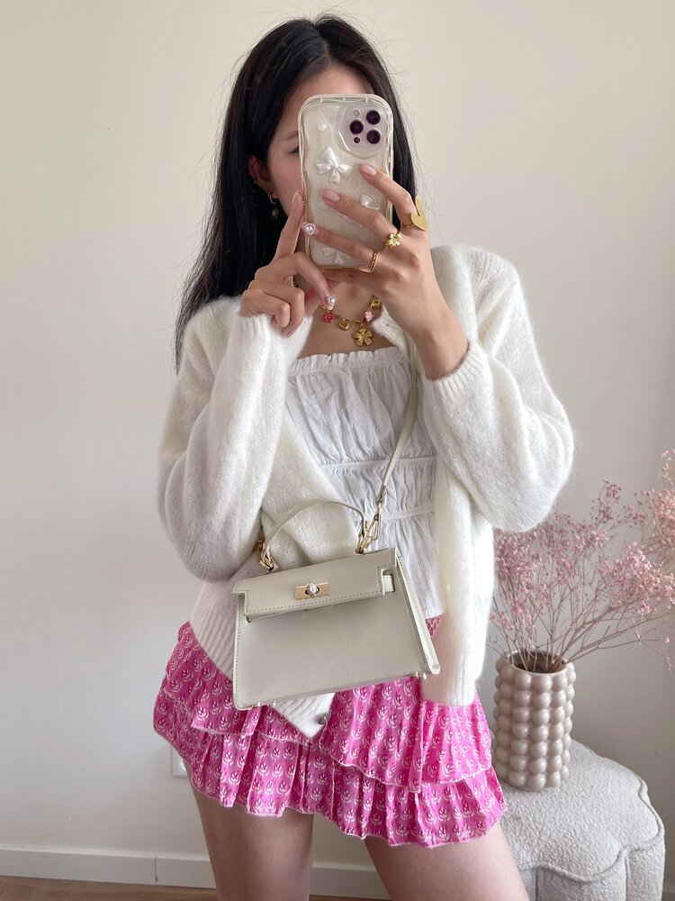 Janie Flap Cover Crossbody Bag / Ecru