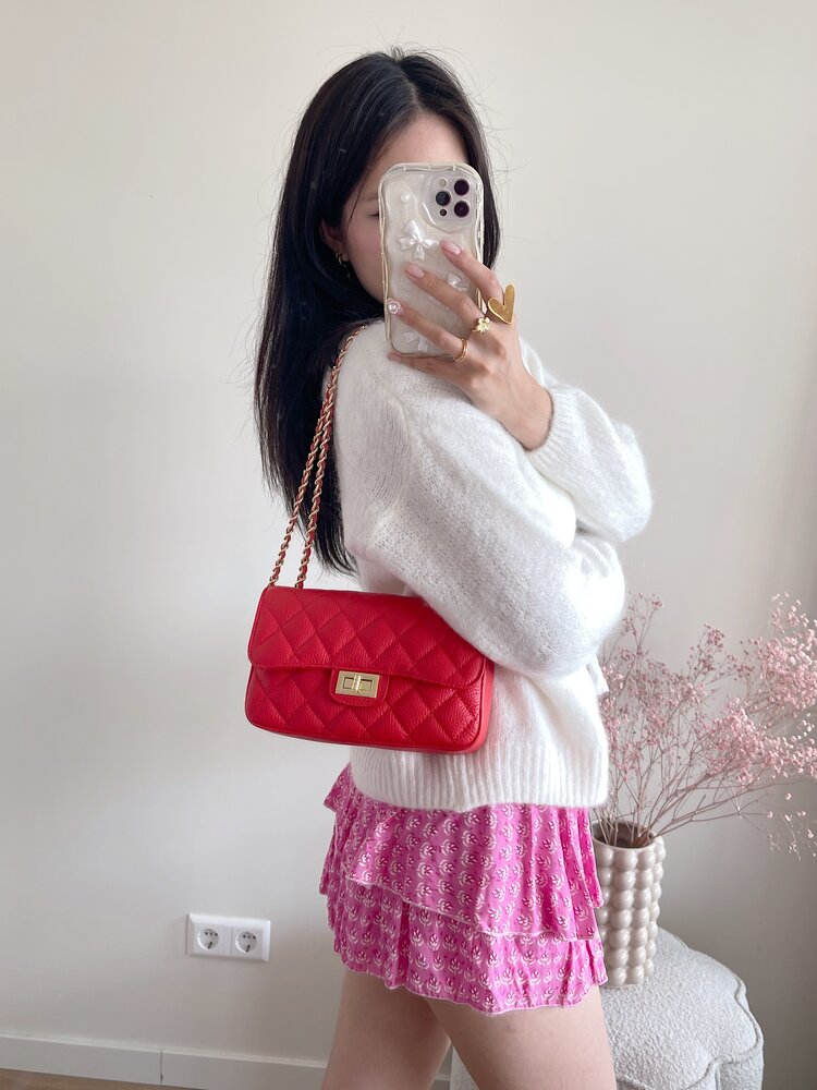 Naime Quilted Chain Bag / Red