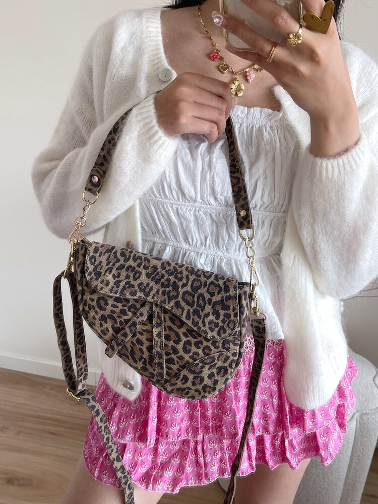Lulu Moon Bag / Suede Leopard