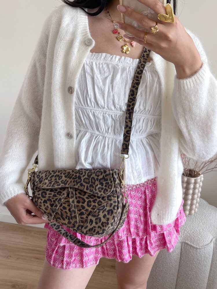 Lulu Moon Bag / Suede Leopard