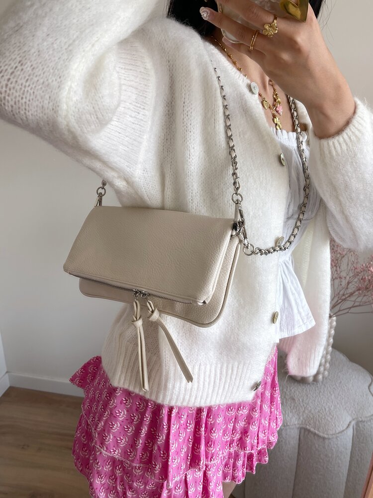 Clarissa Crossbody Chain Bag / Beige