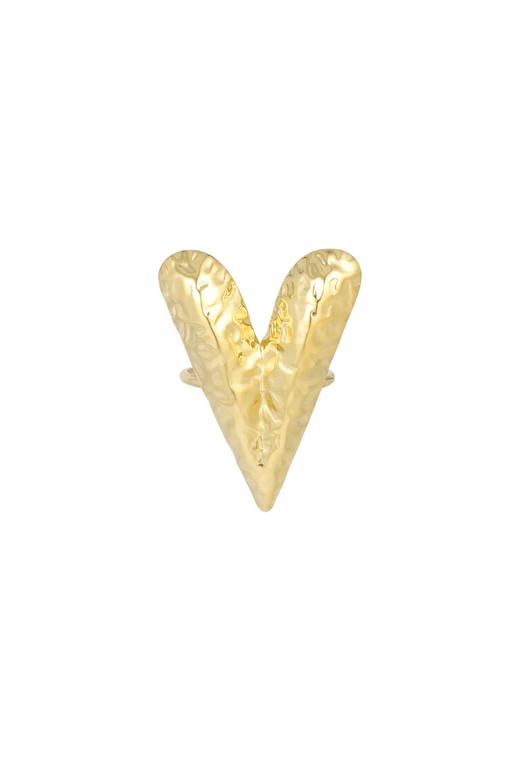 Gold Large Hammered Heart Ring