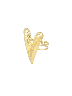Gold Large Hammered Heart Ring
