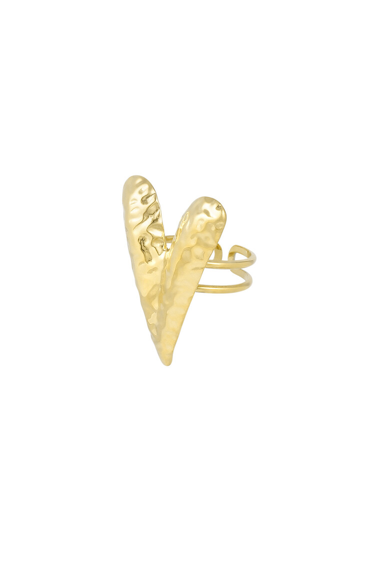 Gold Large Hammered Heart Ring