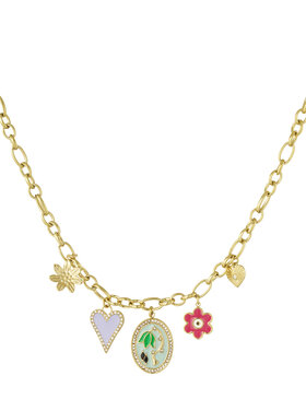 Gold Rose Garden Charms Necklace