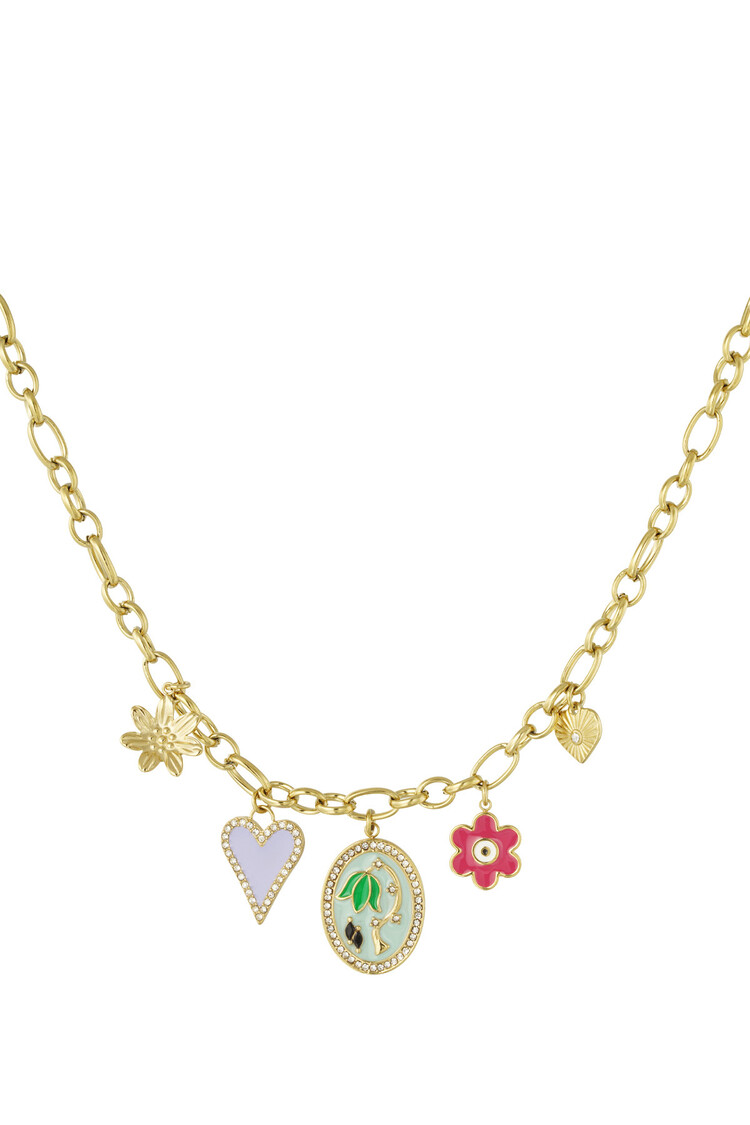 Gold Rose Garden Charms Necklace