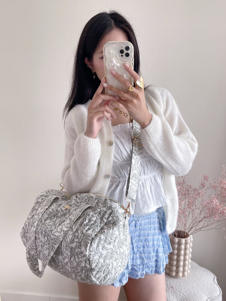 Jenny Flower Travel Bag / Green & White