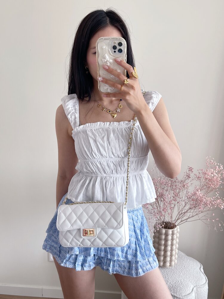 Naime Quilted Chain Bag / White