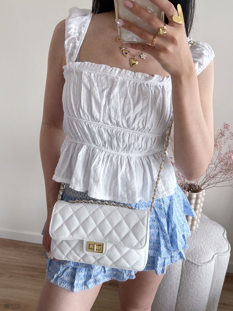 Naime Quilted Chain Bag / White