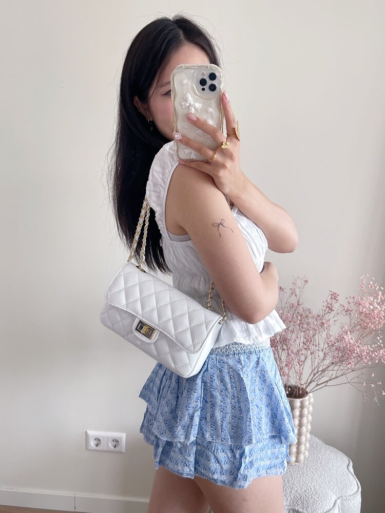 Naime Quilted Chain Bag / White