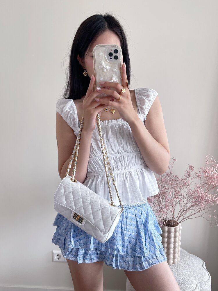 Naime Quilted Chain Bag / White