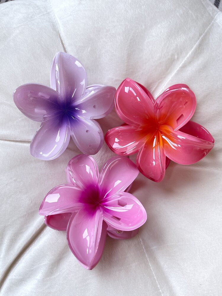 Kona Hawaii Flower Hair Claw / Coral Pink