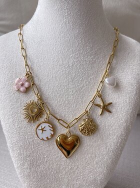 Gold 7 Mixed Charms Necklace / Type B6