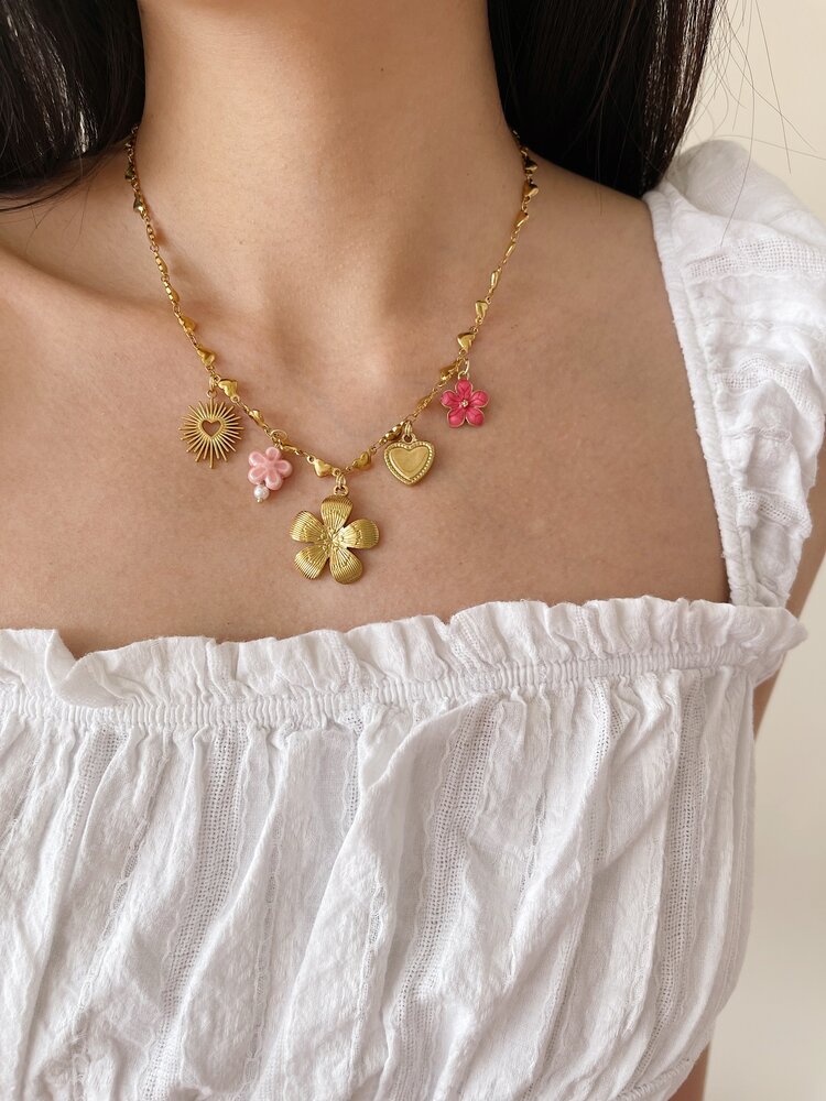Gold 5 Mixed Charms Necklace / Type A9