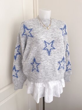 Aelia Star Knit Sweater / Grey Blue
