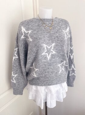 Aelia Star Knit Sweater / Grey White