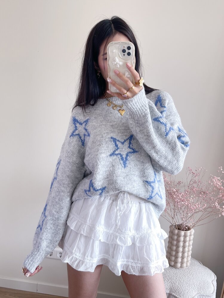 Aelia Star Knit Sweater / Grey Blue