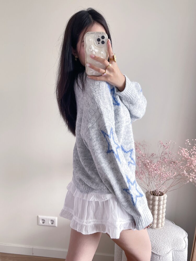 Aelia Star Knit Sweater / Grey Blue