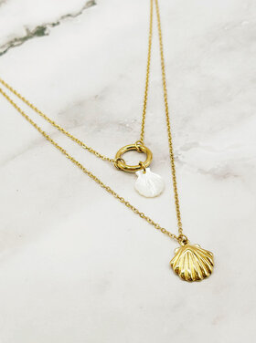 Gold Double Shell Necklace