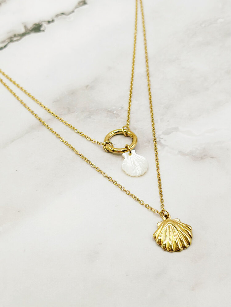 Gold Double Shell Necklace